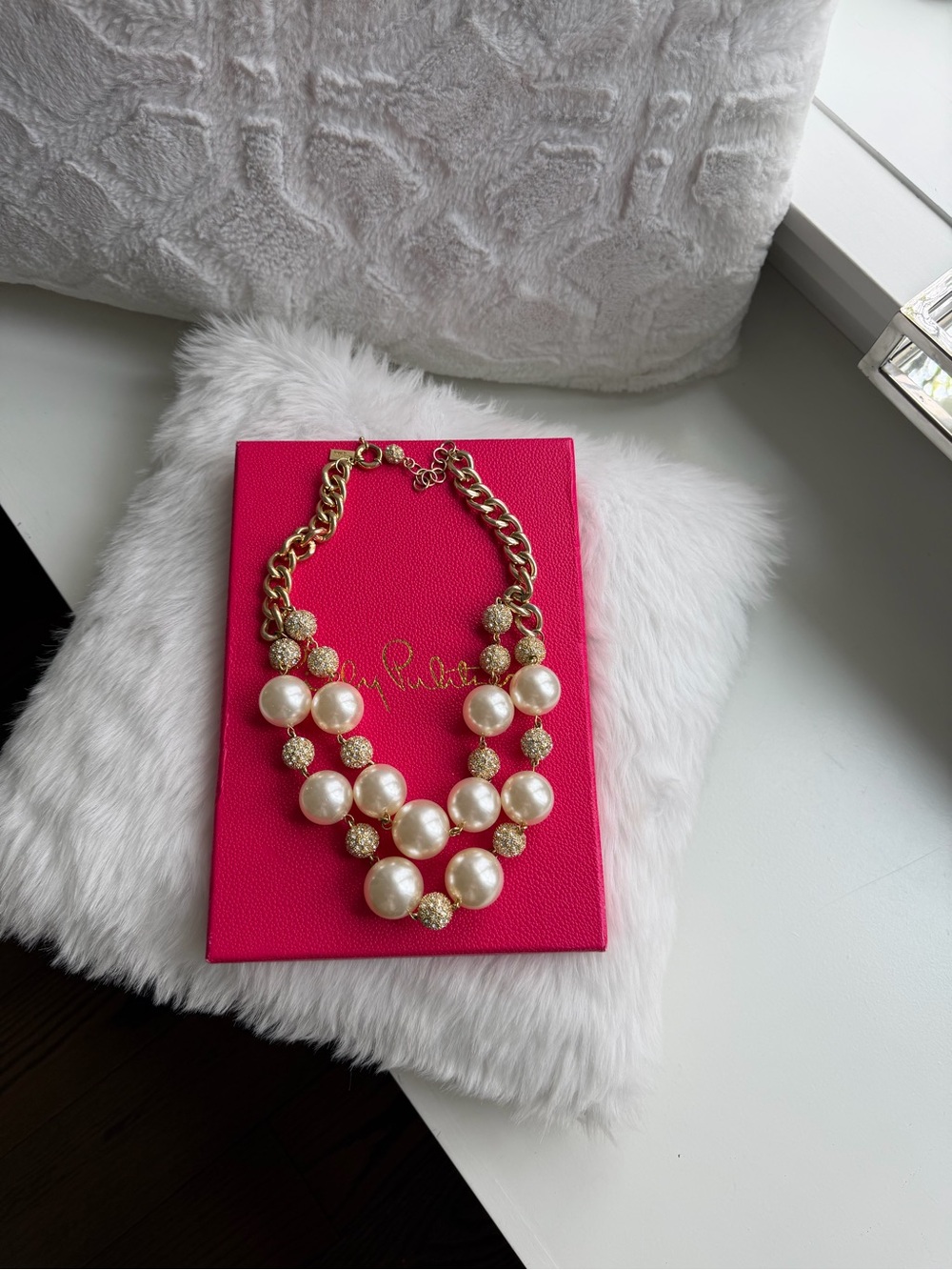 Lilly Pulitzer Gold-Tone Pearl and Crystal Statement Necklace